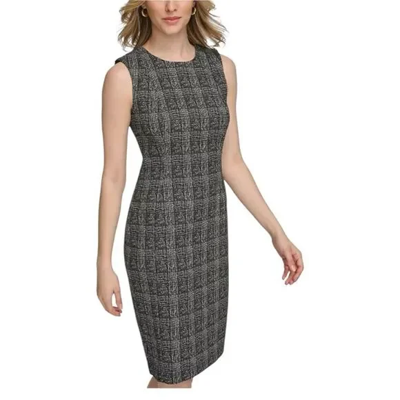 NWT Calvin Klein Women's Black Metallic party cocktail Sheath Dress
